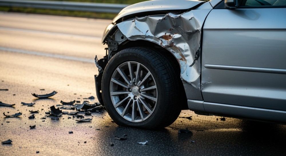 Kierowca zasnął za kierownicą i wypadł z drogi