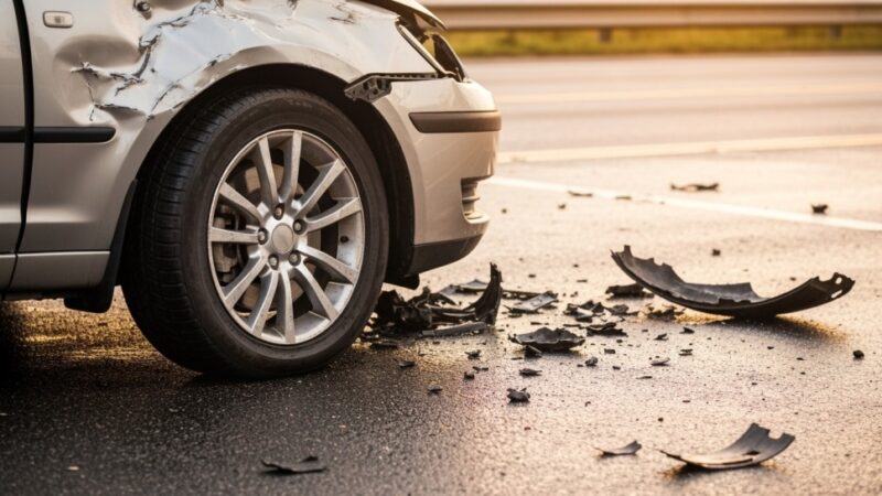 Motocykl Cross uderzył w Toyotę – motocyklista w szpitalu